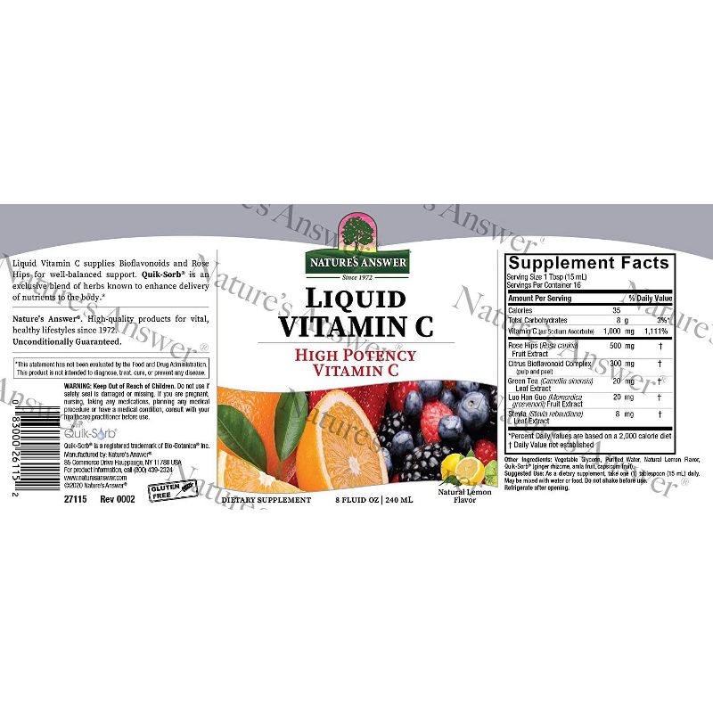 Nature's Answer Vitamin C Liquid High Potency Formula 8 oz