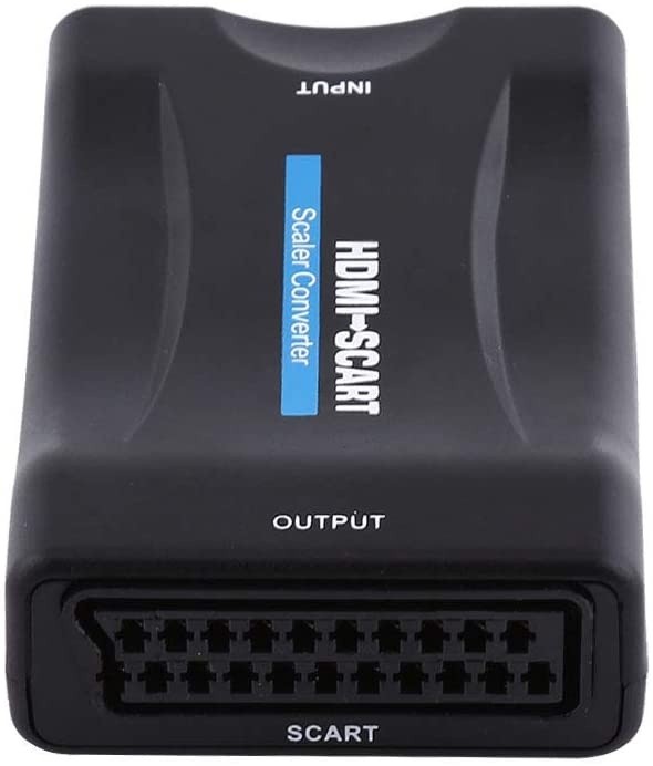 menfad Scart to HDMI Converter,SCART to HDMI Adapter, 1080P HDMI to SCART Video Audio Upscale Adapter Converter Scaler, Support NTSC and PAL, Plug and Play, No Driver Required