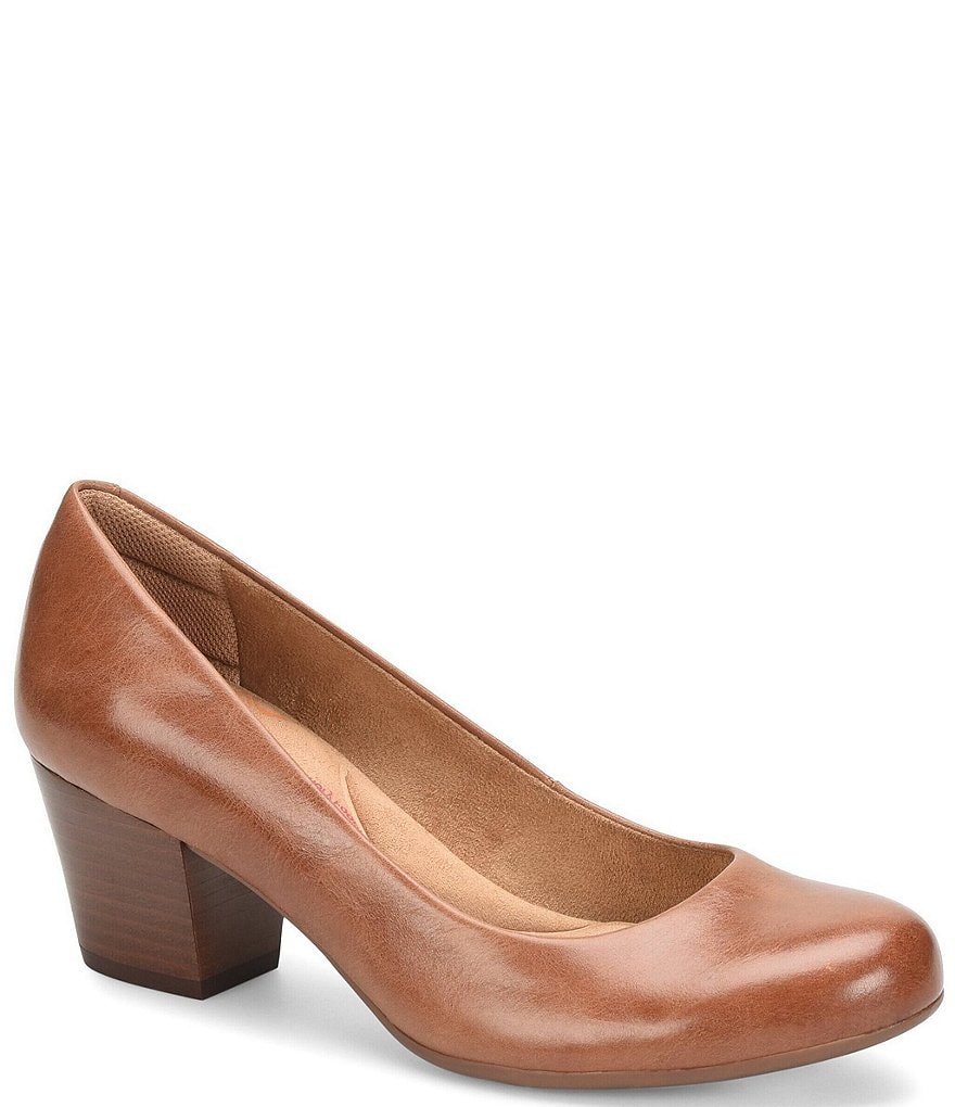 Comfortiva Amora Leather Block Heel Pumps