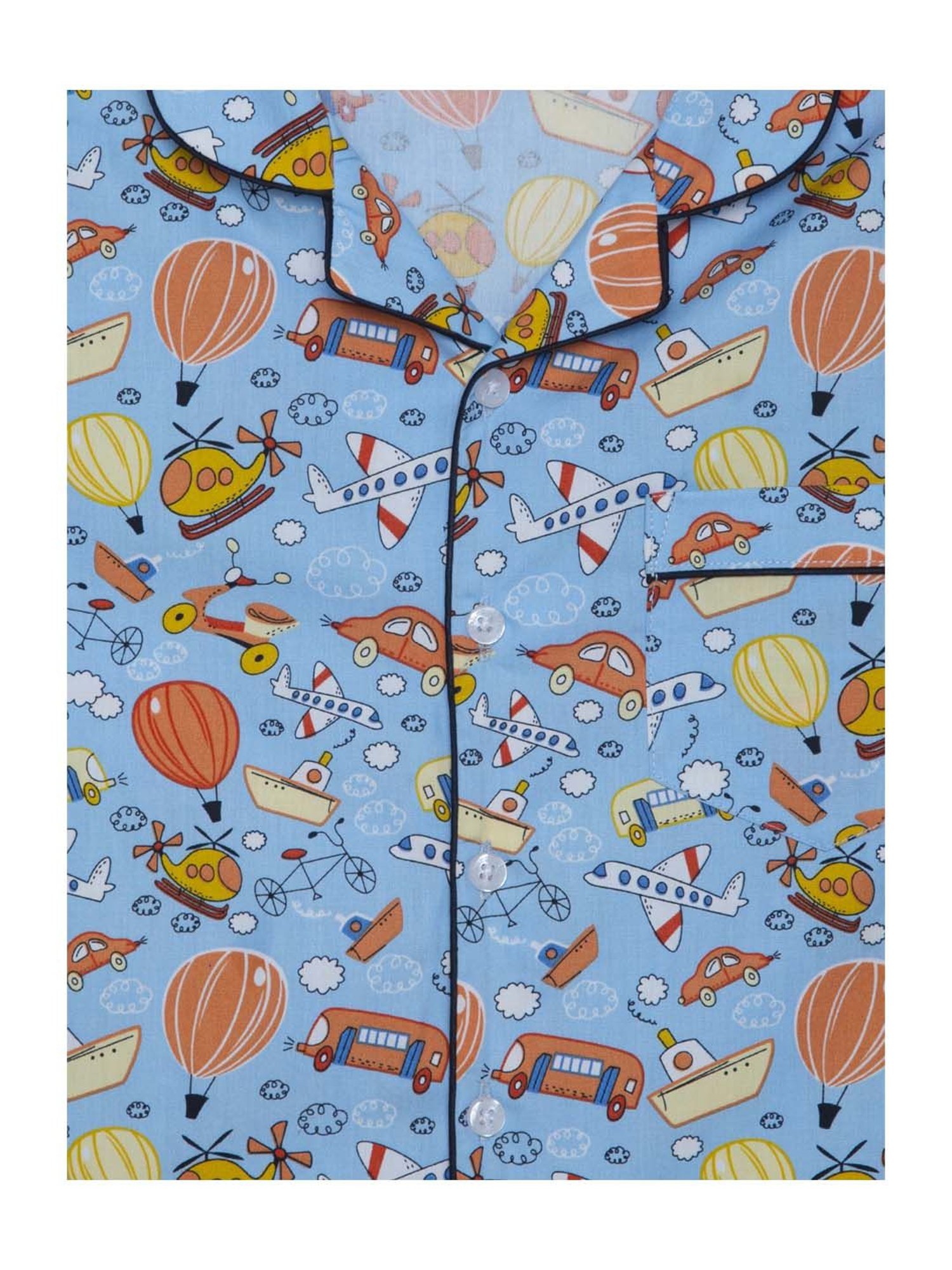 Fluffalump Boys Multicolor Cotton Printed Nightwear Top & Pants Set