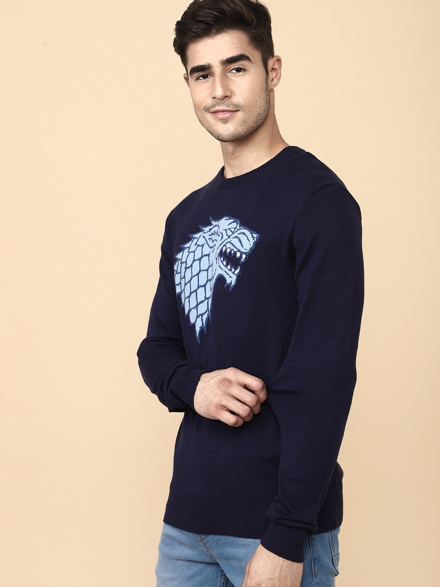 Free Authority Navy Regular Fit Game Of Thrones Printed Sweater