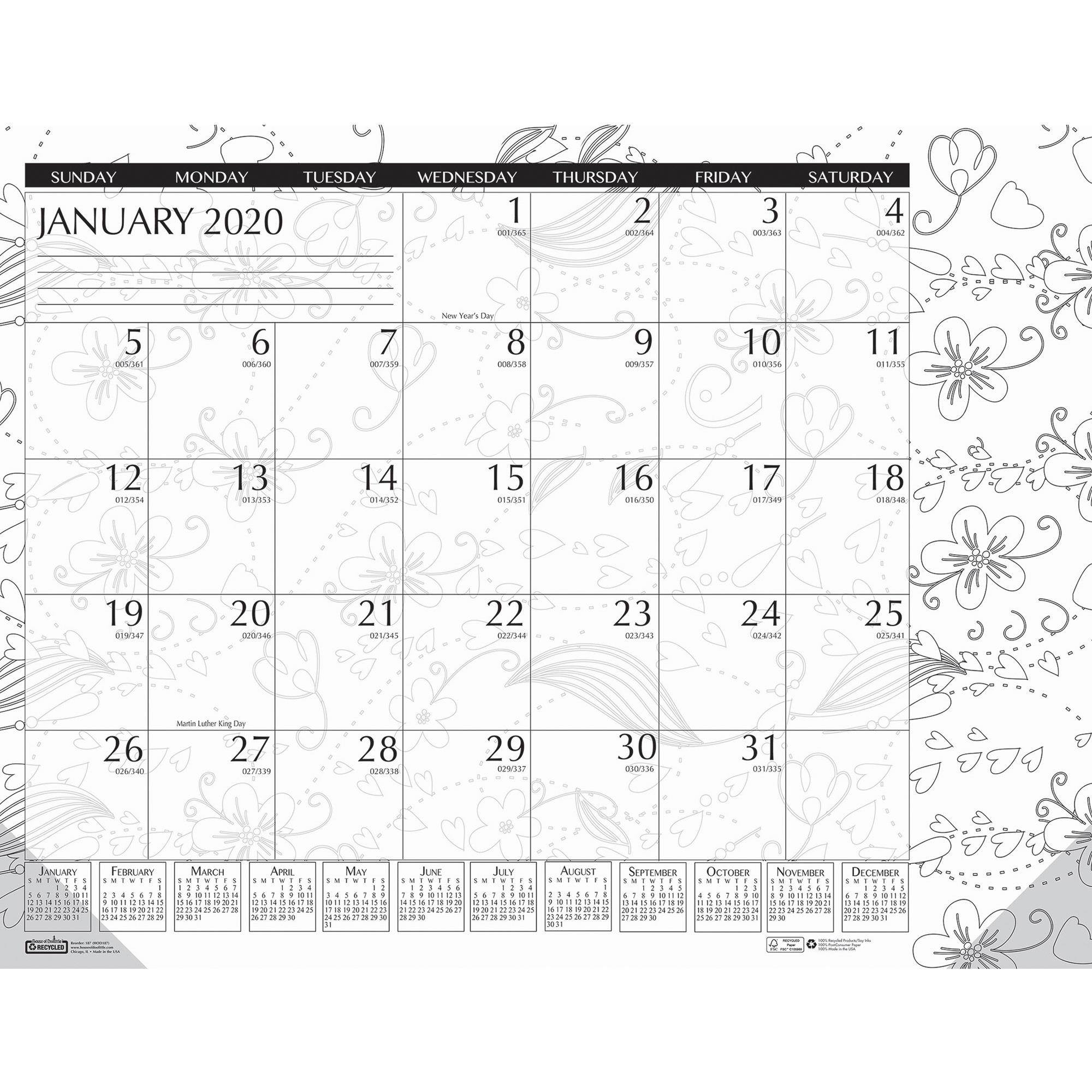 House Of Doolittle Monthly Desk Pad 1ppm 12Mth Jan-Dec 18-1/2"x13" BKWE 1876