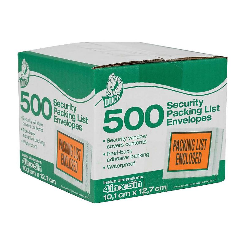 Duck Packing List Envelopes Clear Window 500/BX 729465