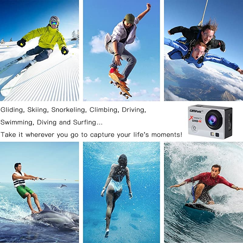 2021 Upgrade? 4K 20MP Action Camera EIS External Microphone Remote Control WiFi Waterproof Camera Webcam with 170&deg; Wide Angle and 2 Batteries