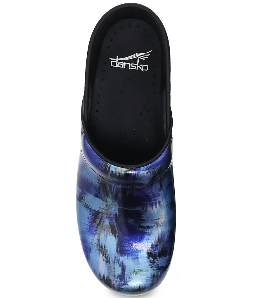 Dansko Professional Blue Brush Leather Clogs