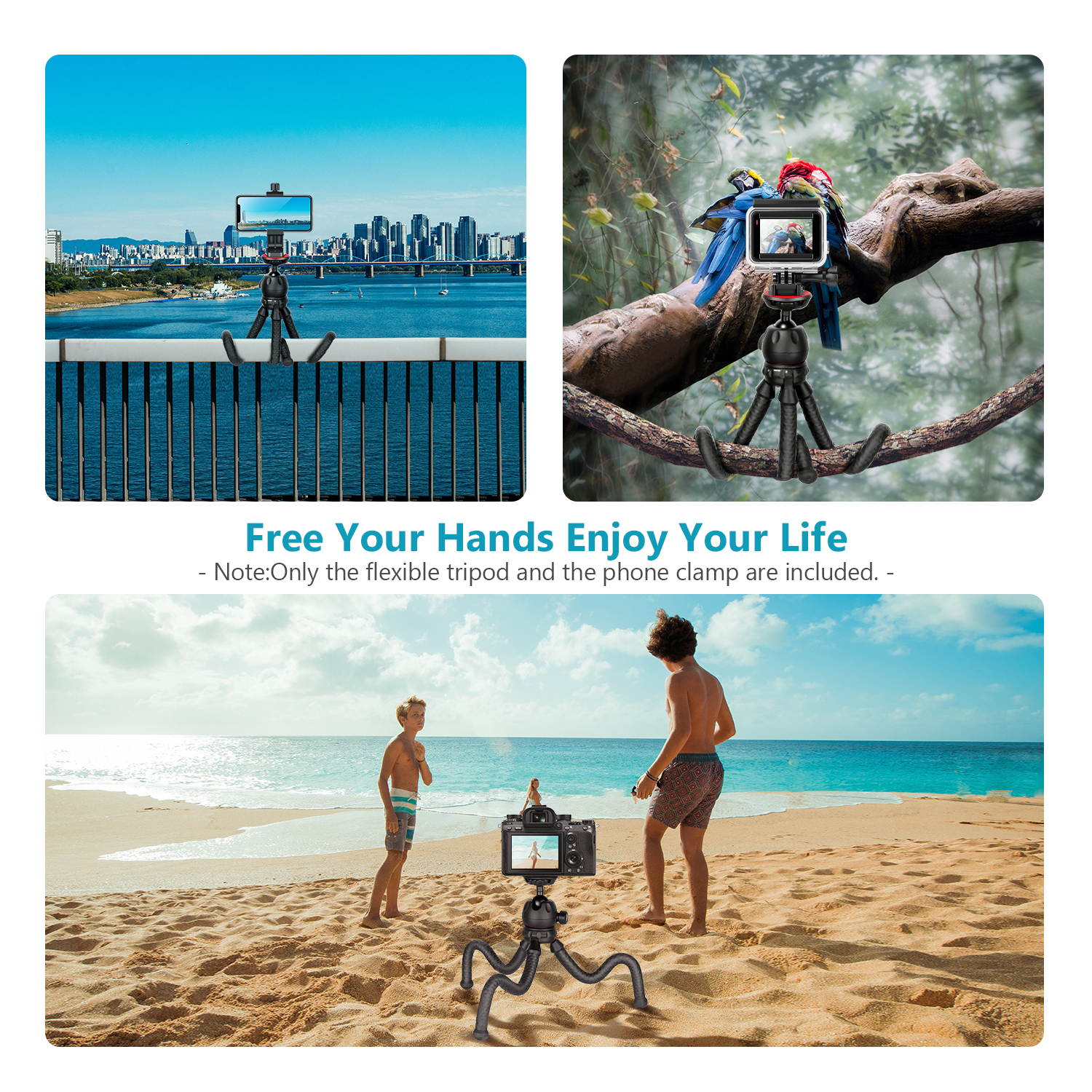 Neewer 12 inches Flexible Tripod with 1/4-inch Screw Mount and Ball-Head 360 Degree Rotatable Phone Clip for iPhone Samsung Huawei Smart Phone and DSLR Camera for Photo Video Photography