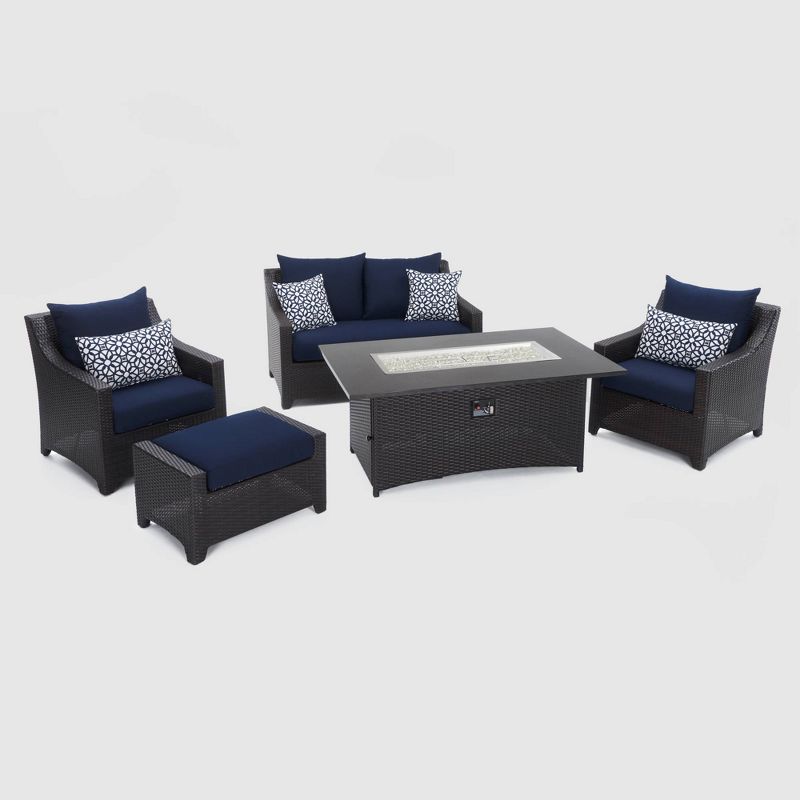 Deco 5pc Loveseat and Club Fire Seating Set Navy Blue - RST Brands