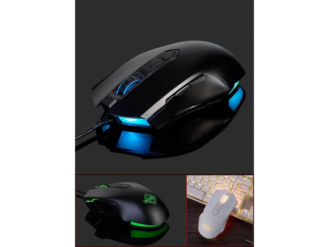 Ajazz AJ52 Watcher RGB Backlit Ergonomic Gaming Mouse, 2500 DPI A5050 7 Programmable Buttons Wired Gaming Mice for Windows Mac OS Linux, Competitor Black