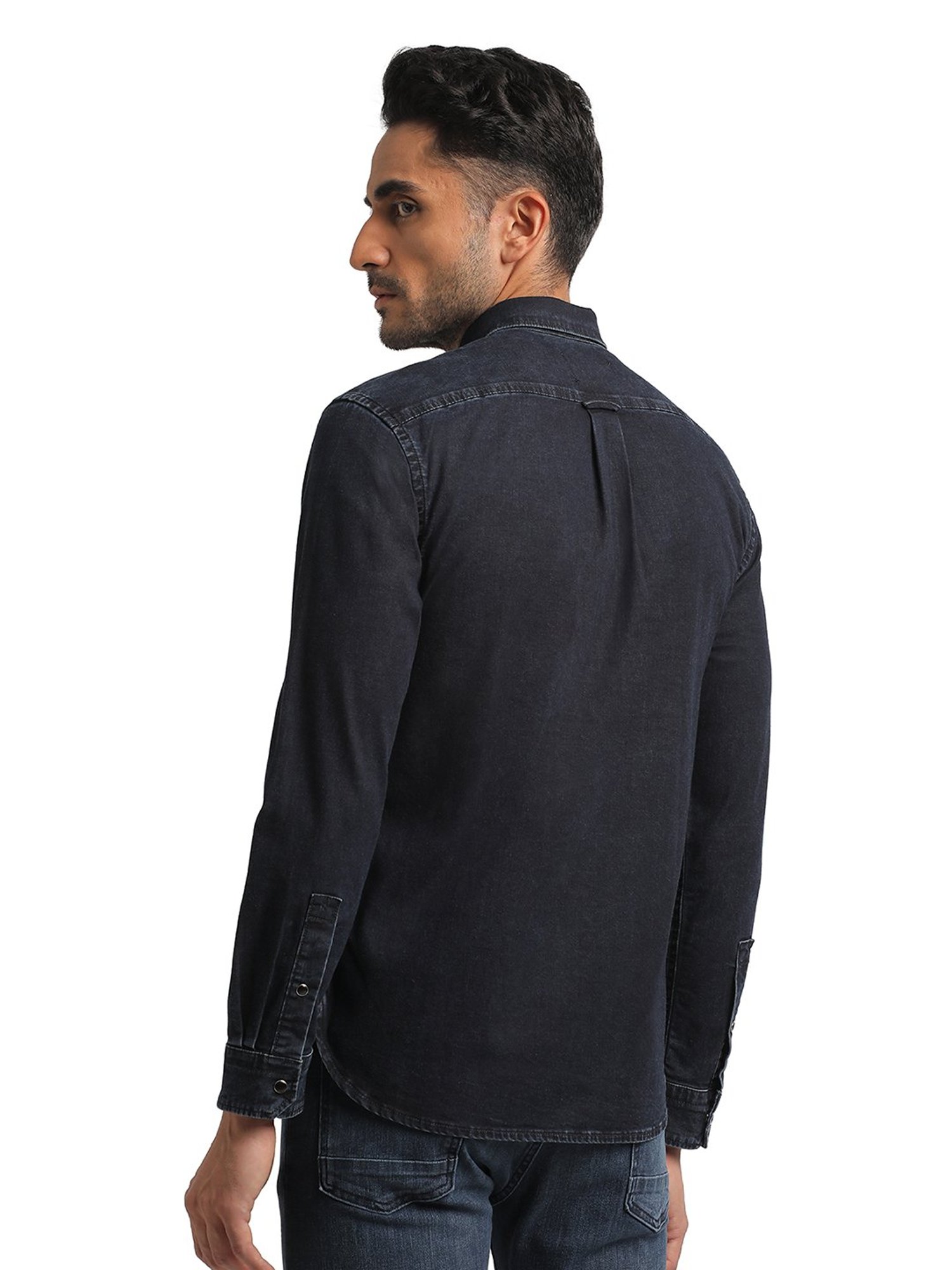 EVERBLUE Dark Blue Regular Fit Shirt
