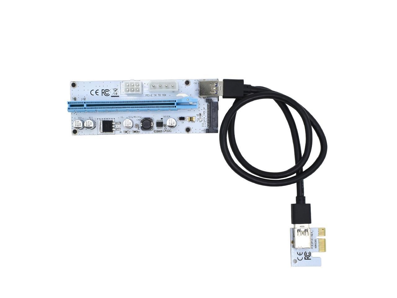 6-Pack Ver006C Mining Dedicated PCIe Riser Cable Card Adapter Cryptocurrency PCI Express 1X to 16X Extender Mining Rig 60cm USB 3.0 6Pin Power
