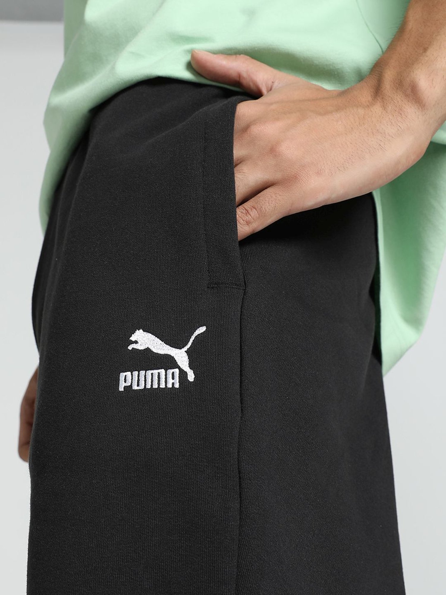 Puma Better Classics Black Cotton Relaxed Fit Logo Printed Sports Shorts
