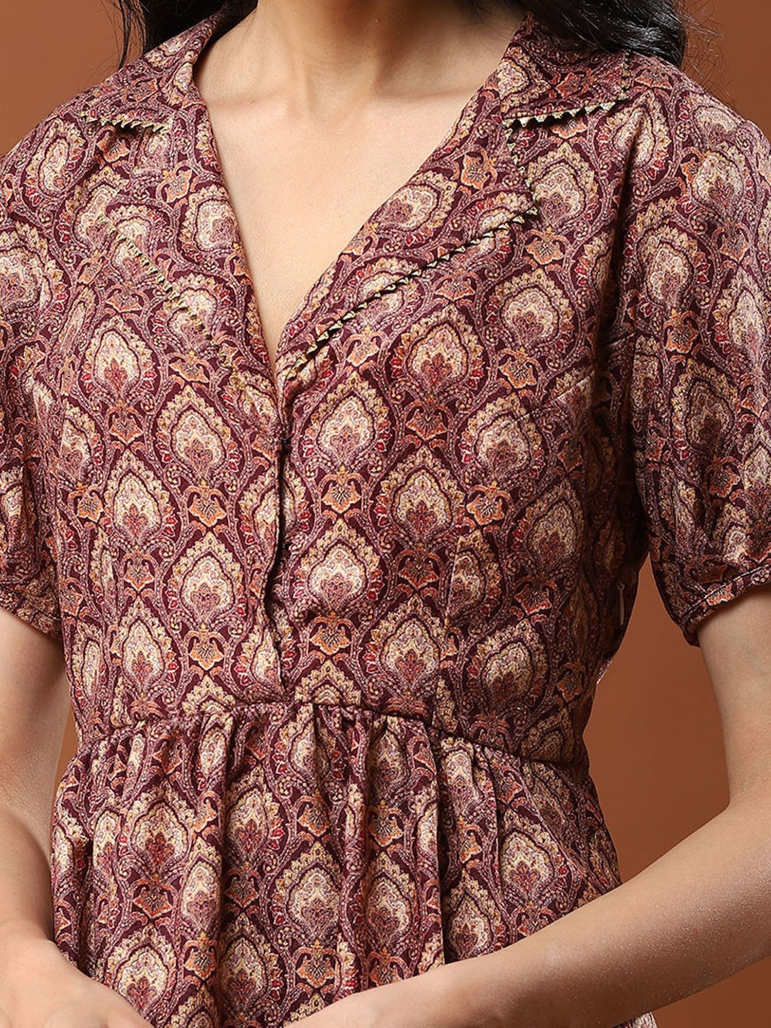 aarke Ritu Kumar Brown Printed Top