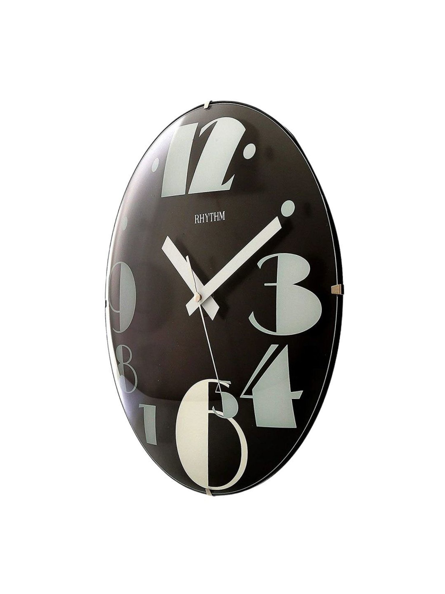 RHYTHM Round Black Plastic Wall Clock