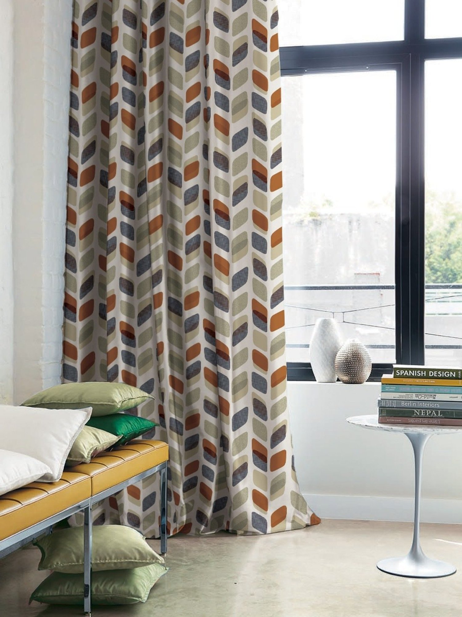 SPACES DRAPE STORY Elegent Multicolor Polyester 8 FT Door Curtain - Set of 2