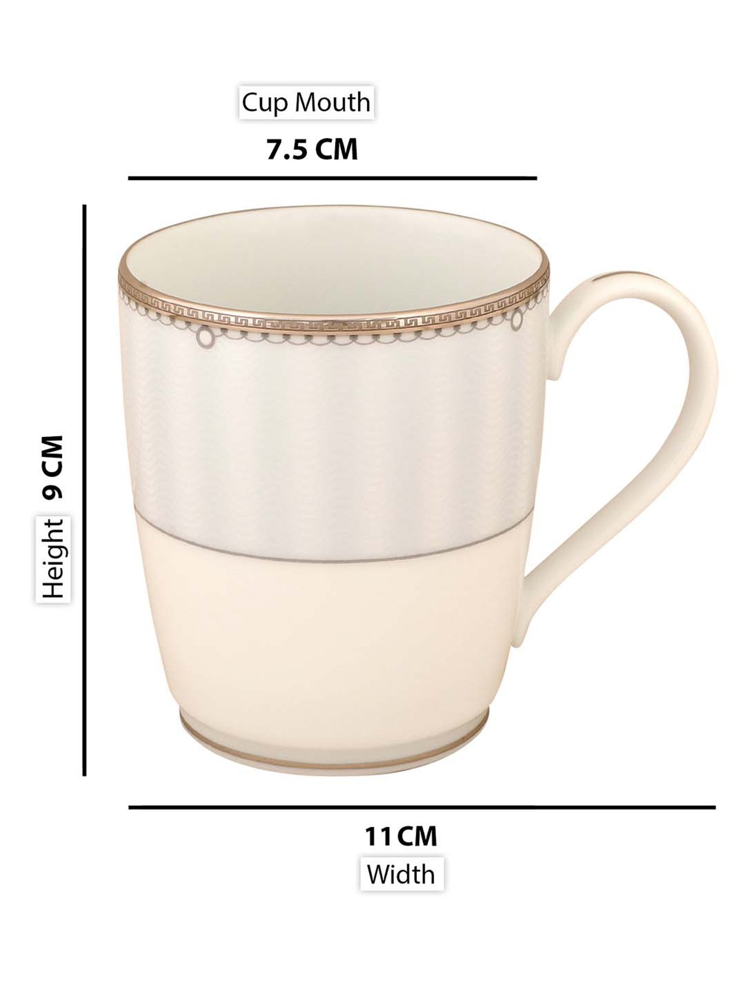 NORITAKE Hearth Off-White & Light Grey Porcelain Coffee Mug (0.295 L) - Set of 6