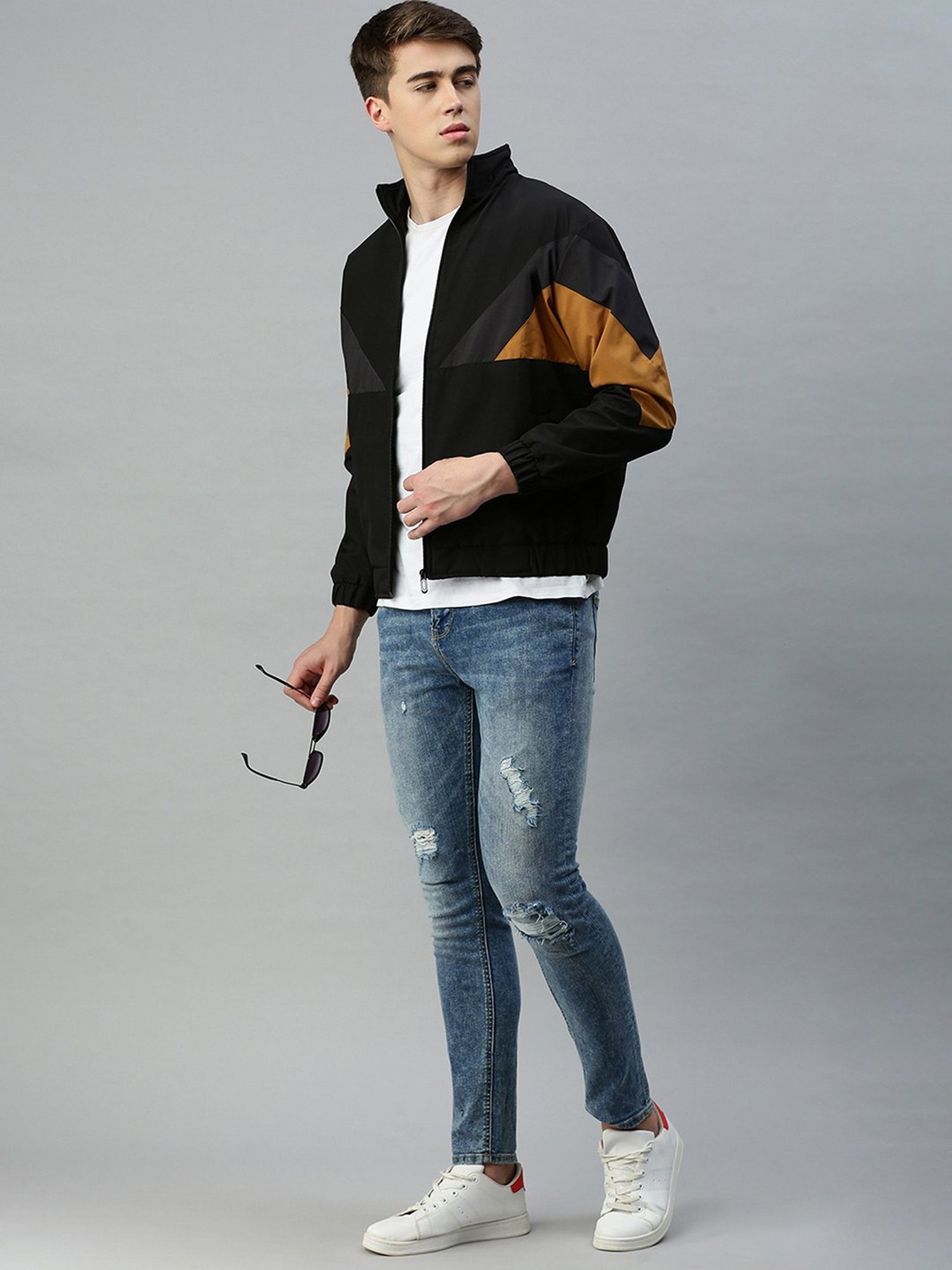 VOXATI Black Regular Fit High Neck Jacket