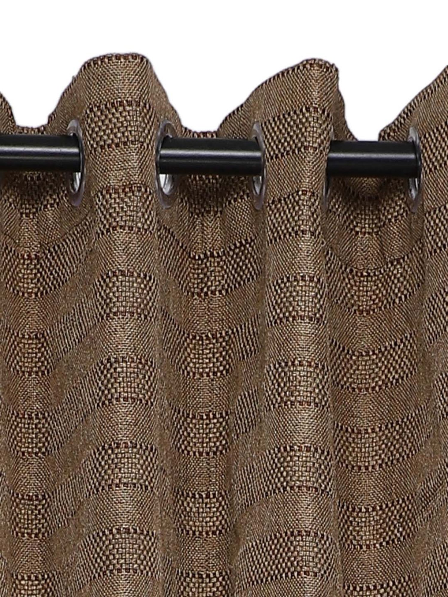 Swayam Cream & Blue Printed Faux Silk Door Curtains - Set of 2