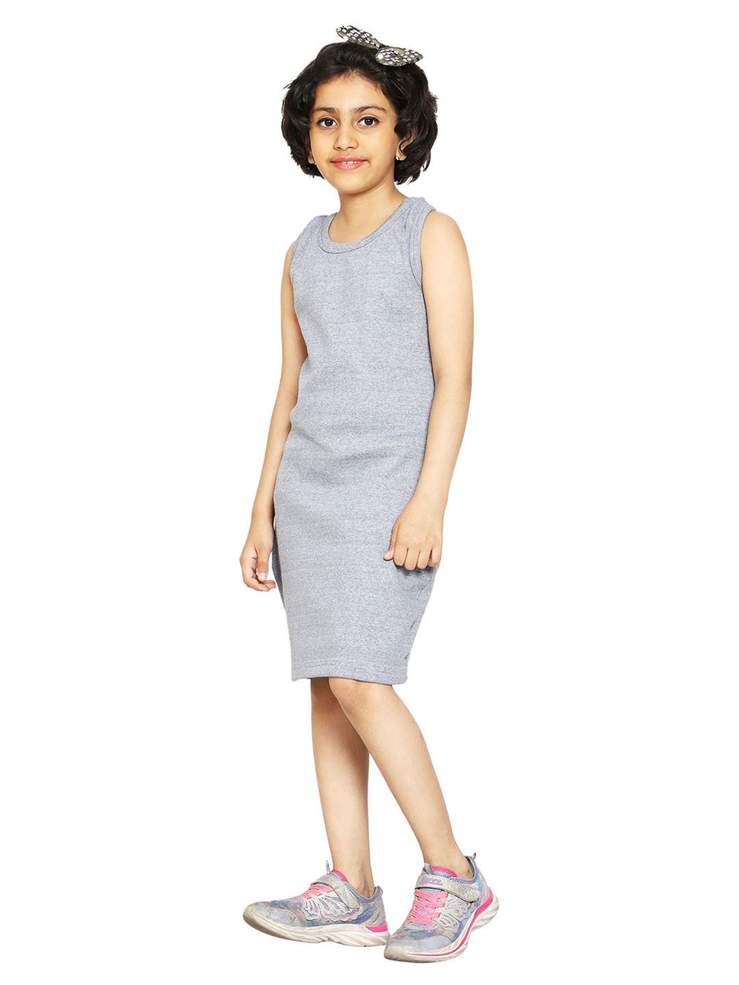 Kiddopanti Kids Grey Solid Dress
