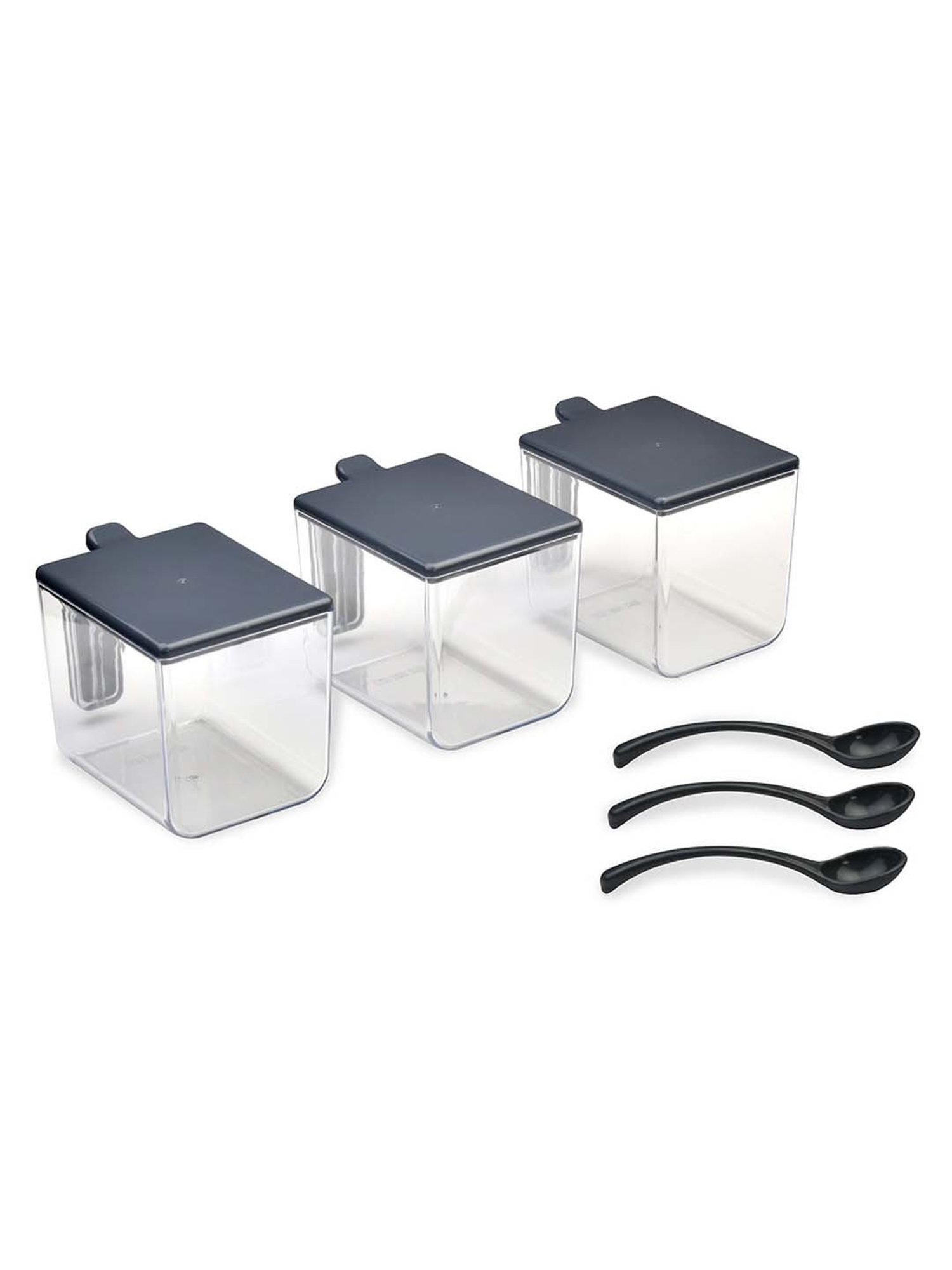 @home Nilkamal Grey Polypropylene Kitchen Condiment Spice Containers - Set of 3