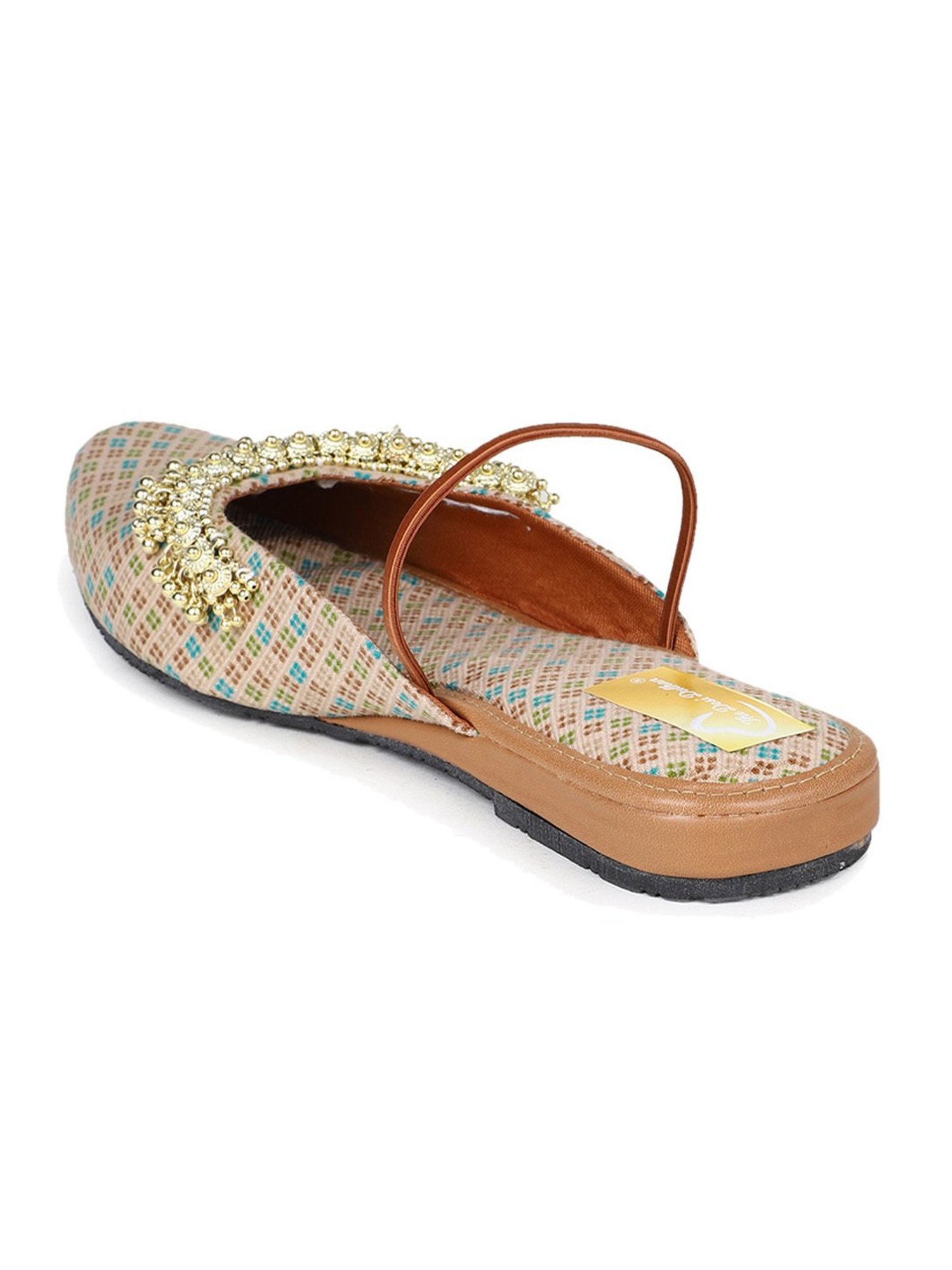 The Desi Dulhan Women's Cream Mule Shoes