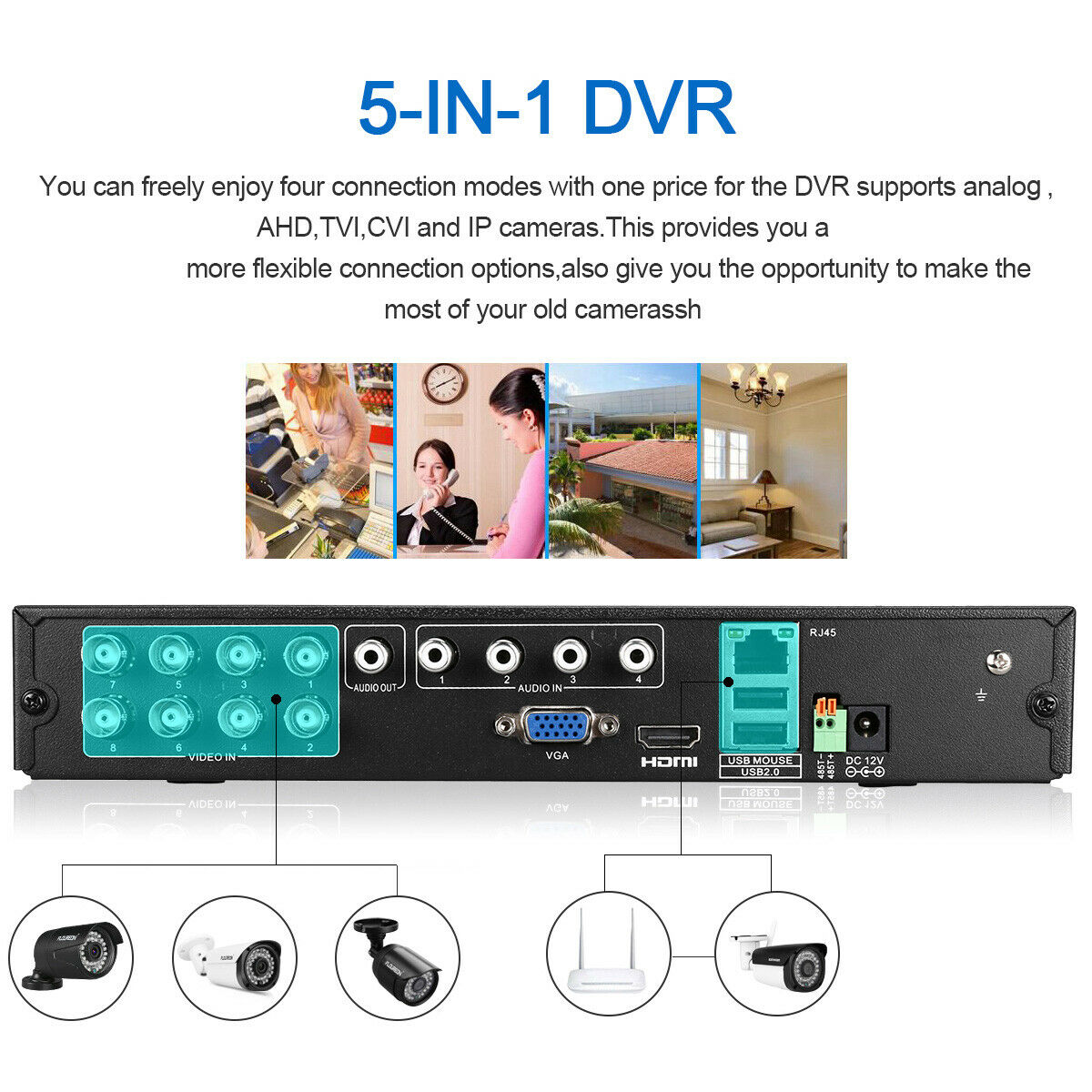 8CH 1080P CCTV AHD DVR Security Camera Surveillance System IR 1TB Night Vision