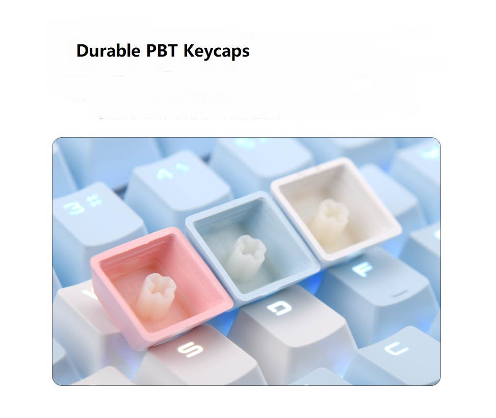 Ajazz AK35I  N-key Rollover Ergonomic Design,Cool Exterior USB Wired Blue Switch Mechanical  Gaming White  Backlit Keyboard For Office And Game, DIY PBT Keycaps - Cherry Blossom Version