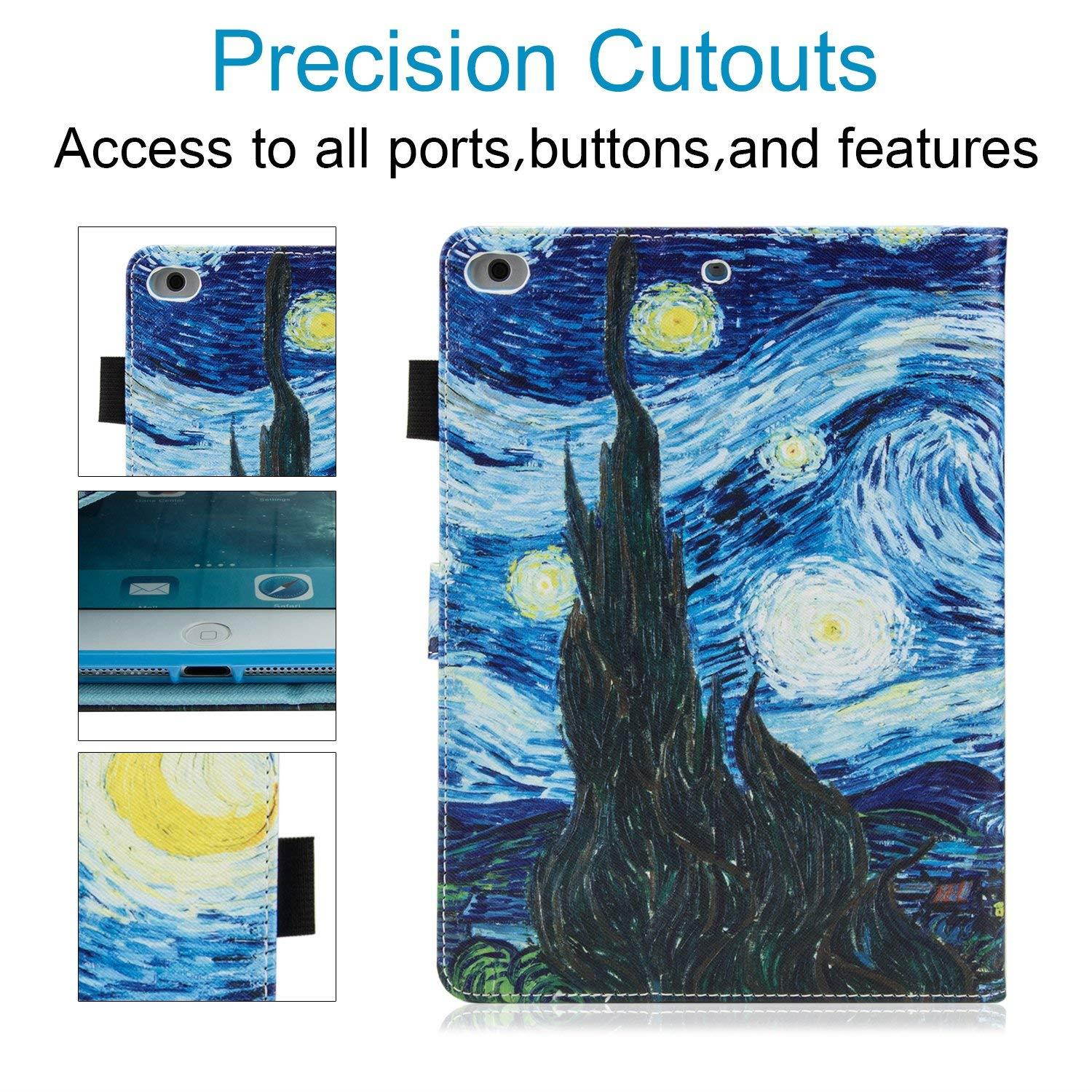 iPad 9.7 inch 2018/2017 Case, iPad Air Case, iPad Air 2 Case, Dteck PU Leather Folio Smart Cover Stand Wallet Case with Auto Sleep Wake for iPad 9.7 inch 2018 2017,iPad Air 1, iPad Air 2, Starry Night