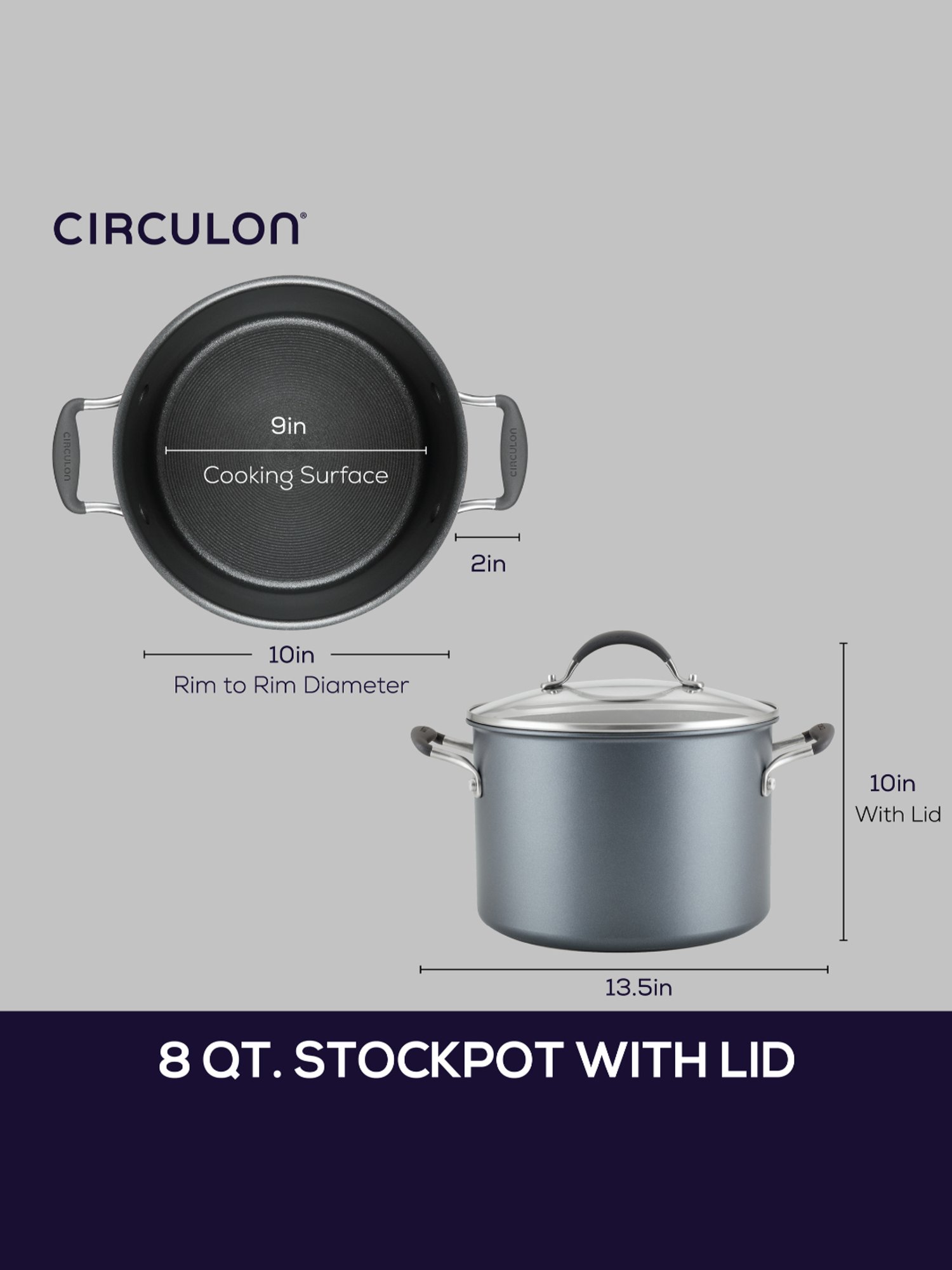 Meyer Circulon A1 Black Aluminium Stockpot with Lid
