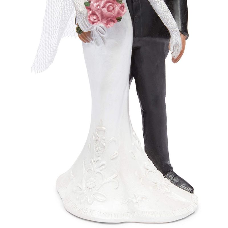 Juvale African American Bride & Groom Figurines Wedding Cake Topper, Wedding Party Cake Decorations Gifts