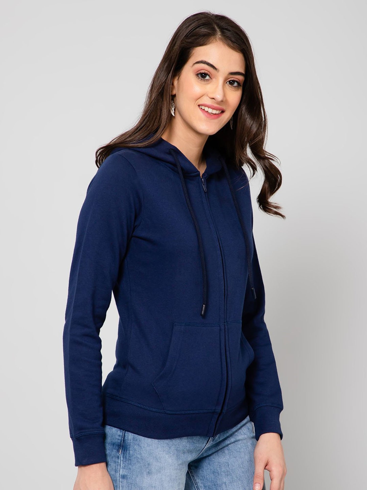 Crozo By Cantabil Navy Fleece Hoodie