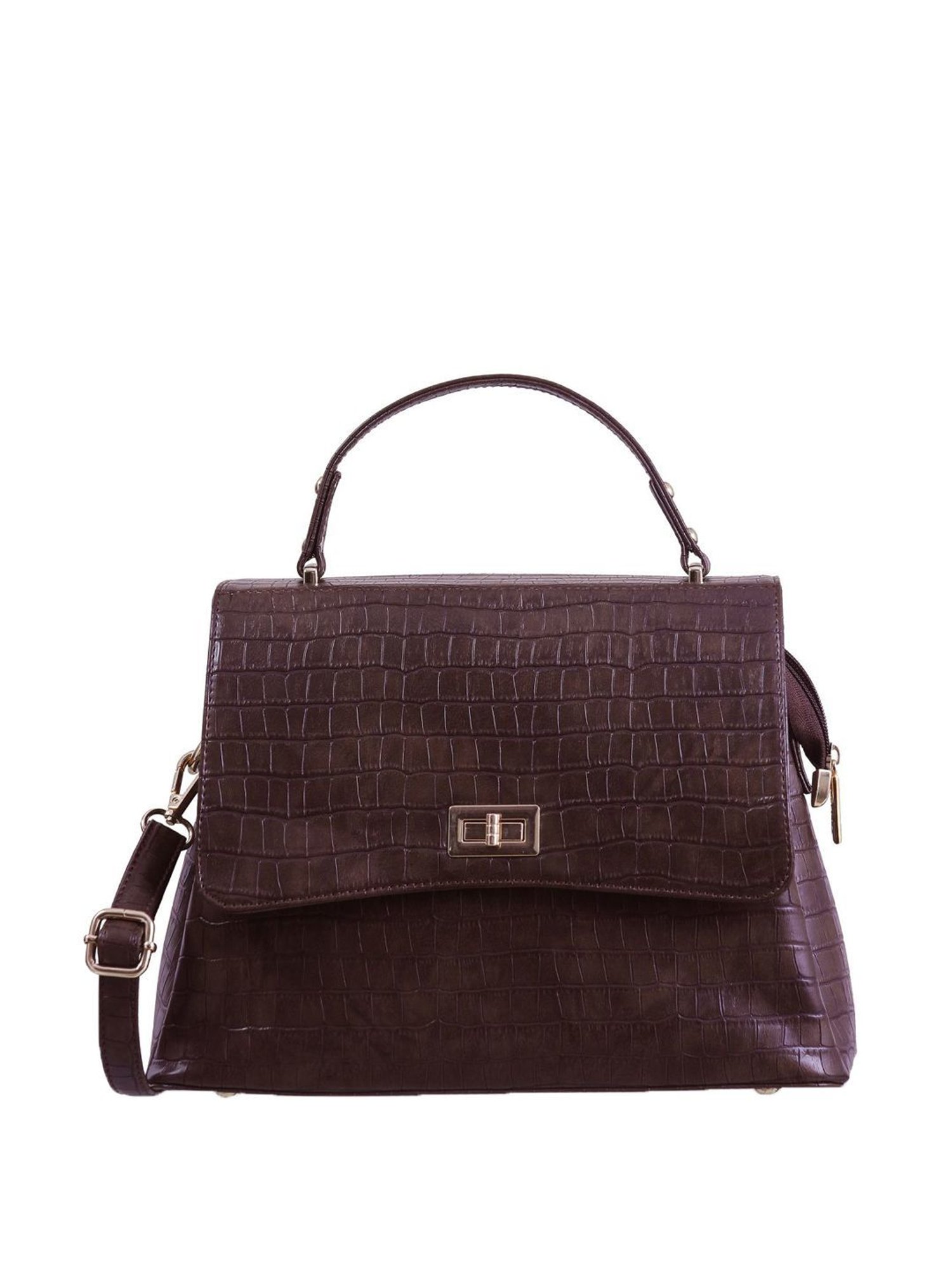 Bellissa Brown Textured Medium Premium Satchel Handbag