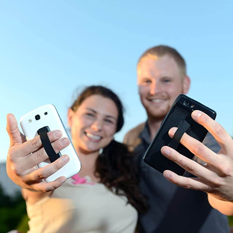 Universal Grip for Smartphone and Mini Tablet Pineapple Flower Field Design Elastic Strap with Gold and Light Blue Base Pack of 2