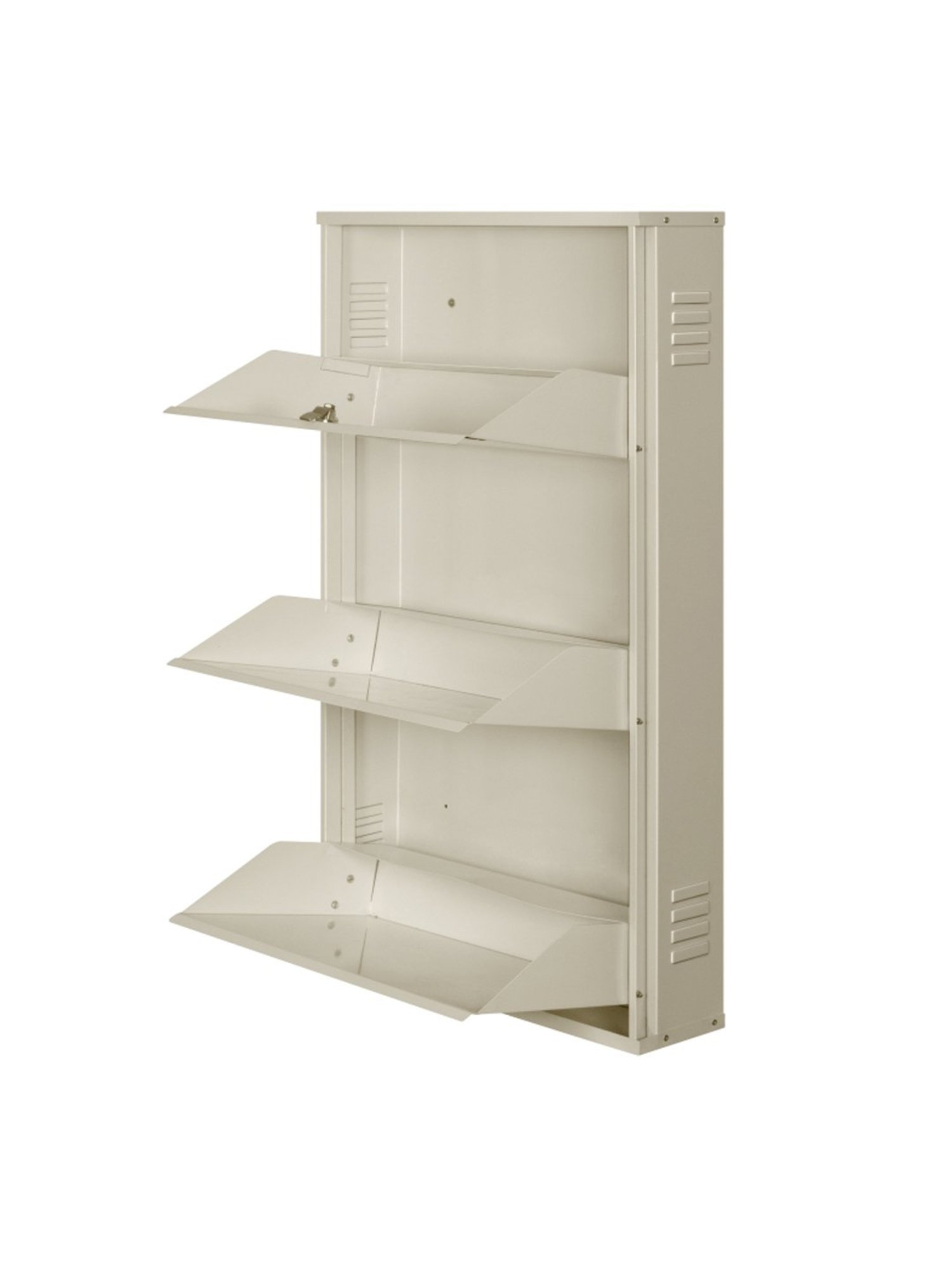 Delite Kom Metal Shoe Rack - 24" 3 Shelf, Ivory, PowderCoat, Wall Mount, DIY