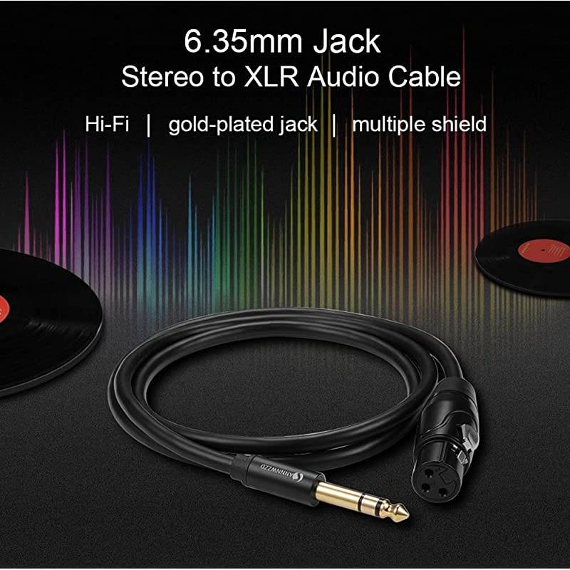6.35mm (1/4 Inch) TRS to XLR Female Cable,TS Jack Unbalanced Microphone Cable (2M / 6FT)