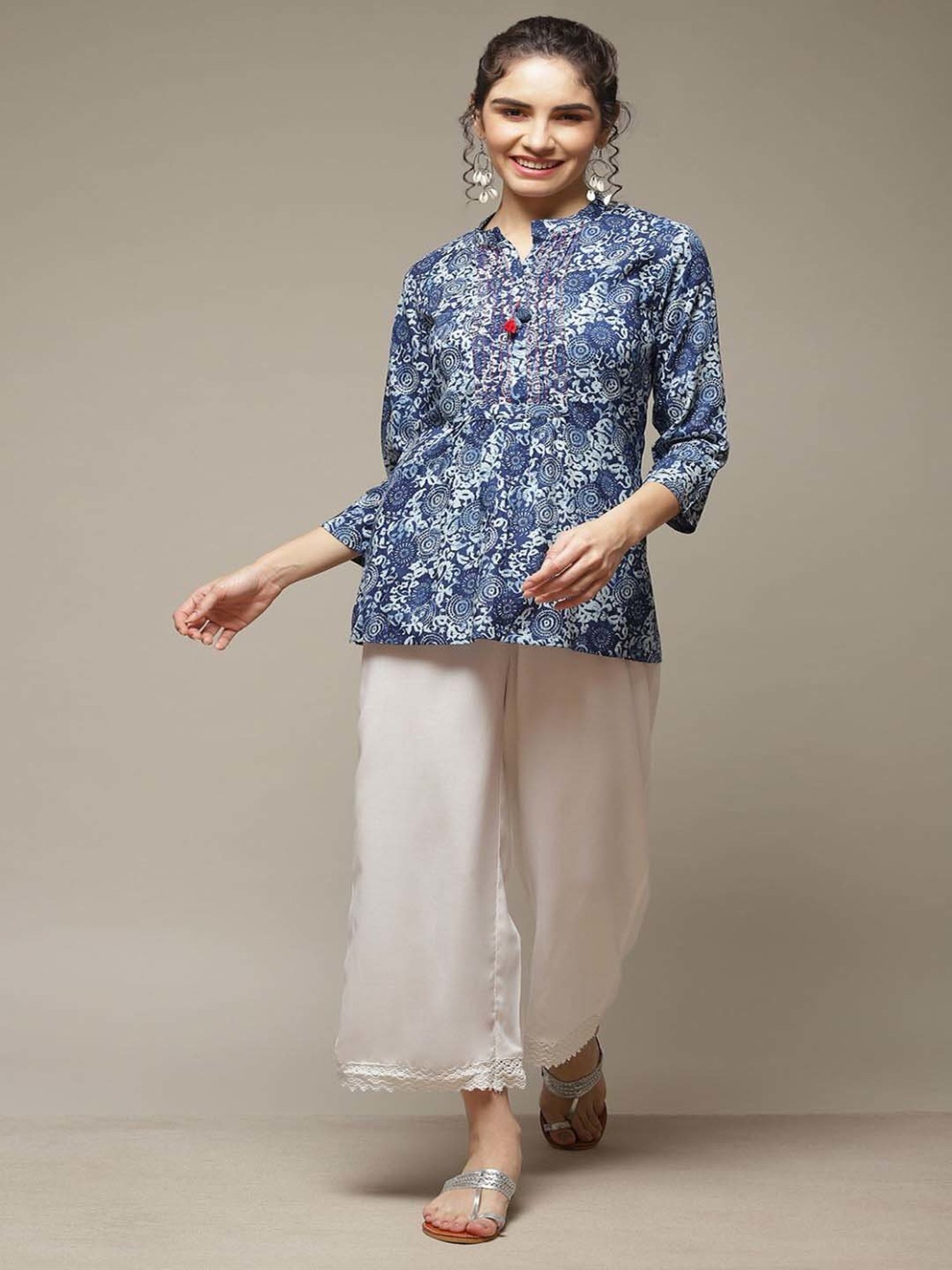 Rangriti Blue Printed Top