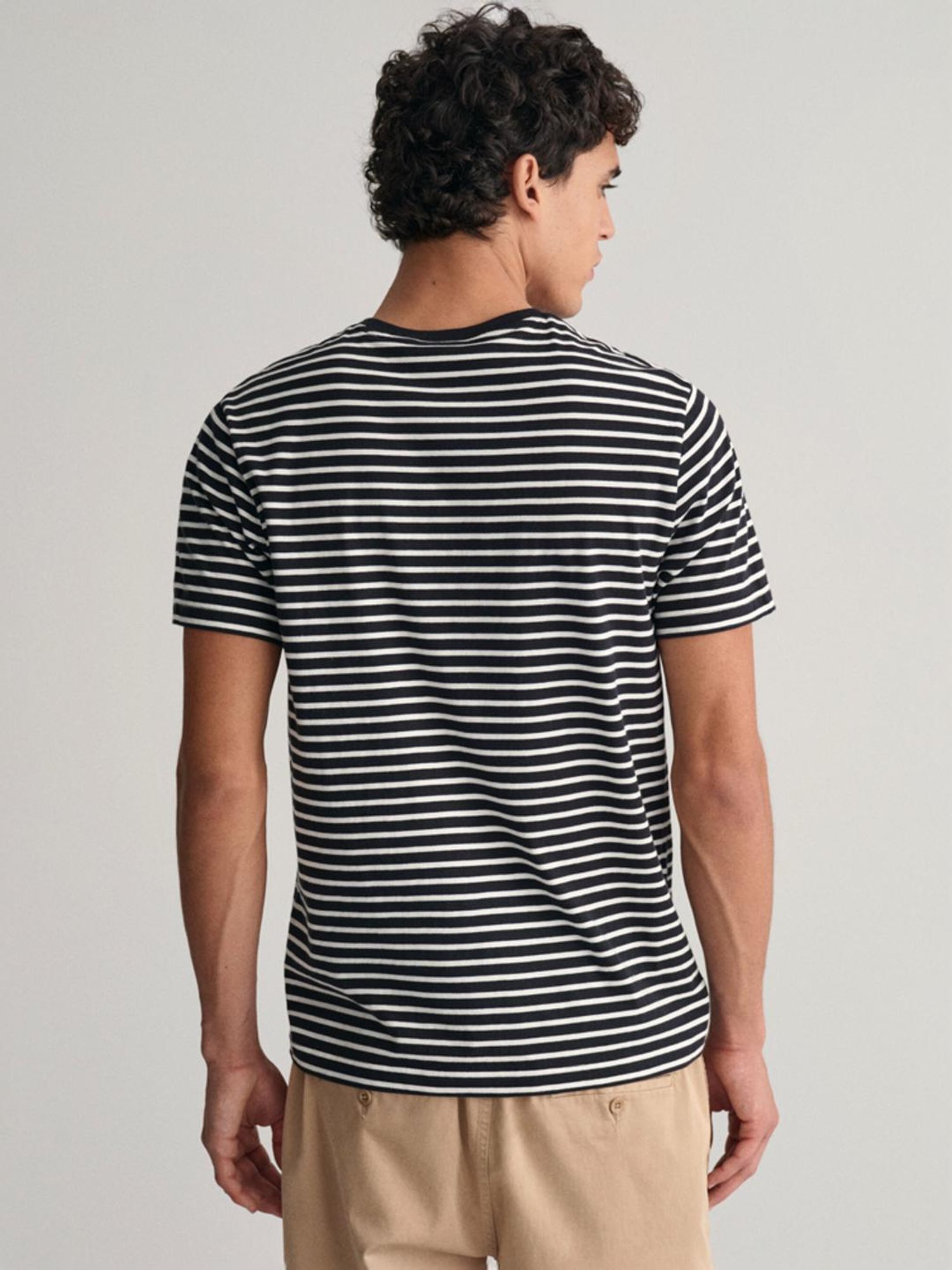 Gant Black Cotton Regular Fit Striped T-Shirt