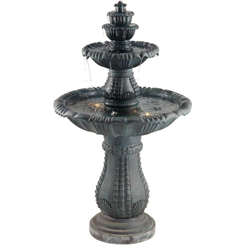 John Timberland Italian Outdoor Floor Water Fountain with Light LED 56 3/4" High 4 Tiered for Yard Garden Patio Deck Home