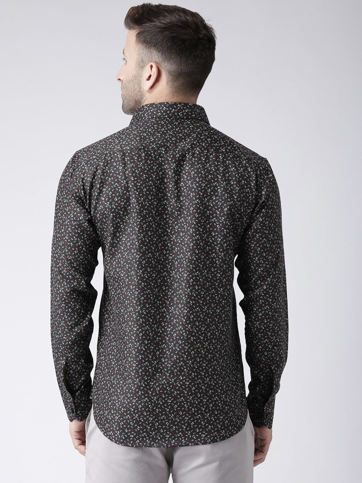 Hangup Plus Black Slim Fit Printed Shirt