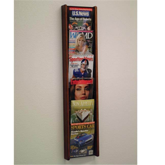 Wooden Mallet Books Newpaper Magazine Holders Stances 6 Pocket Wall Display Rack 6" Mahogany