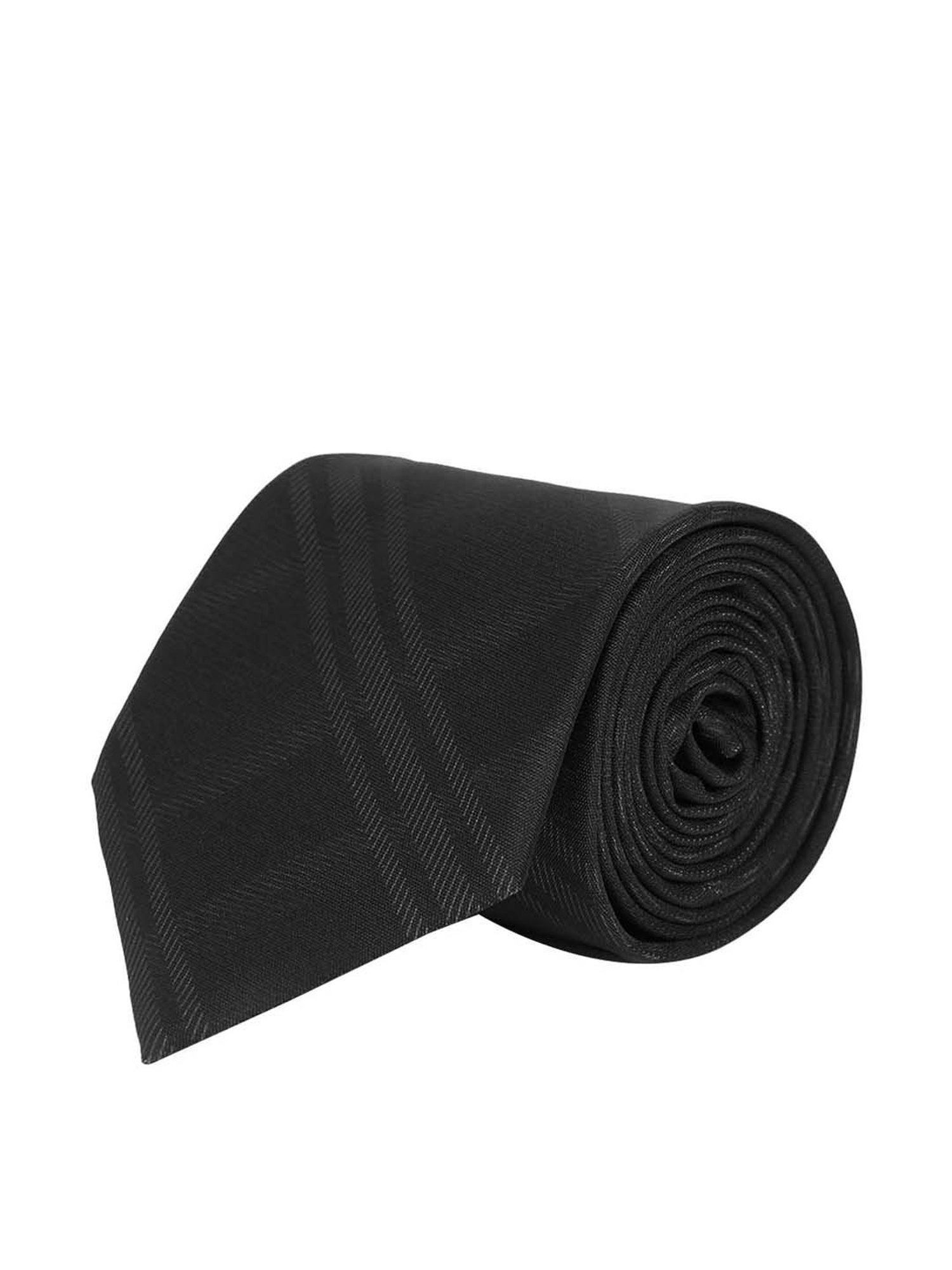 Tossido Black Woven Necktie With Pocket Square and Cufflinks