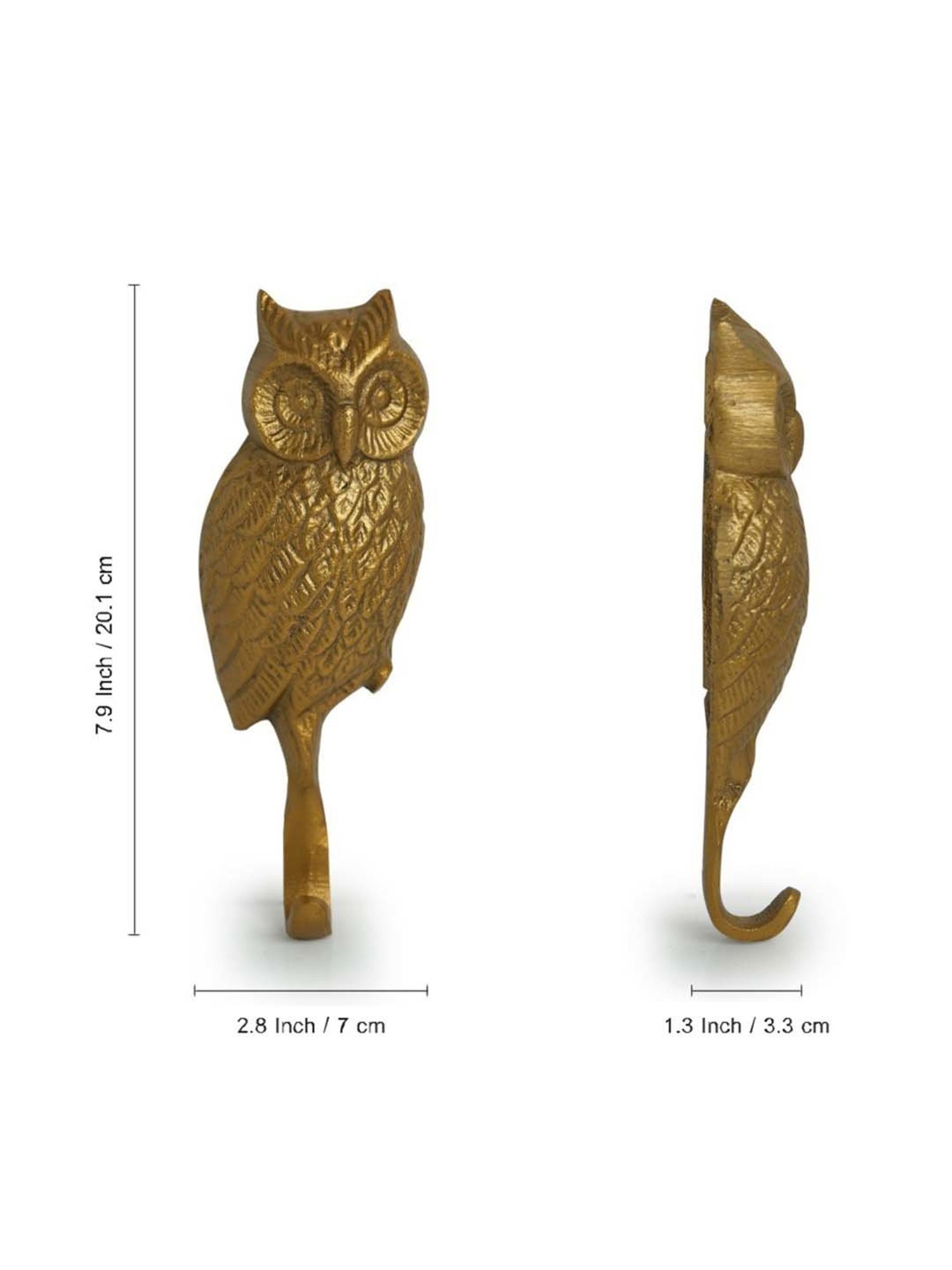 ExclusiveLane 'The Ever-Wise Owl' Rustic Aluminium Wall Decor & Wall Hook (8 Inch)