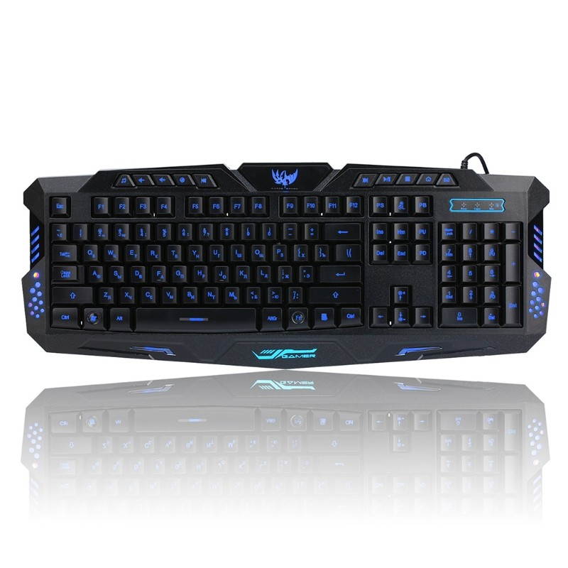 HXSJ J70 Cracked Three Color Backlit USB Wired Gaming Keyboard and Mouse Set for Gamer Working
