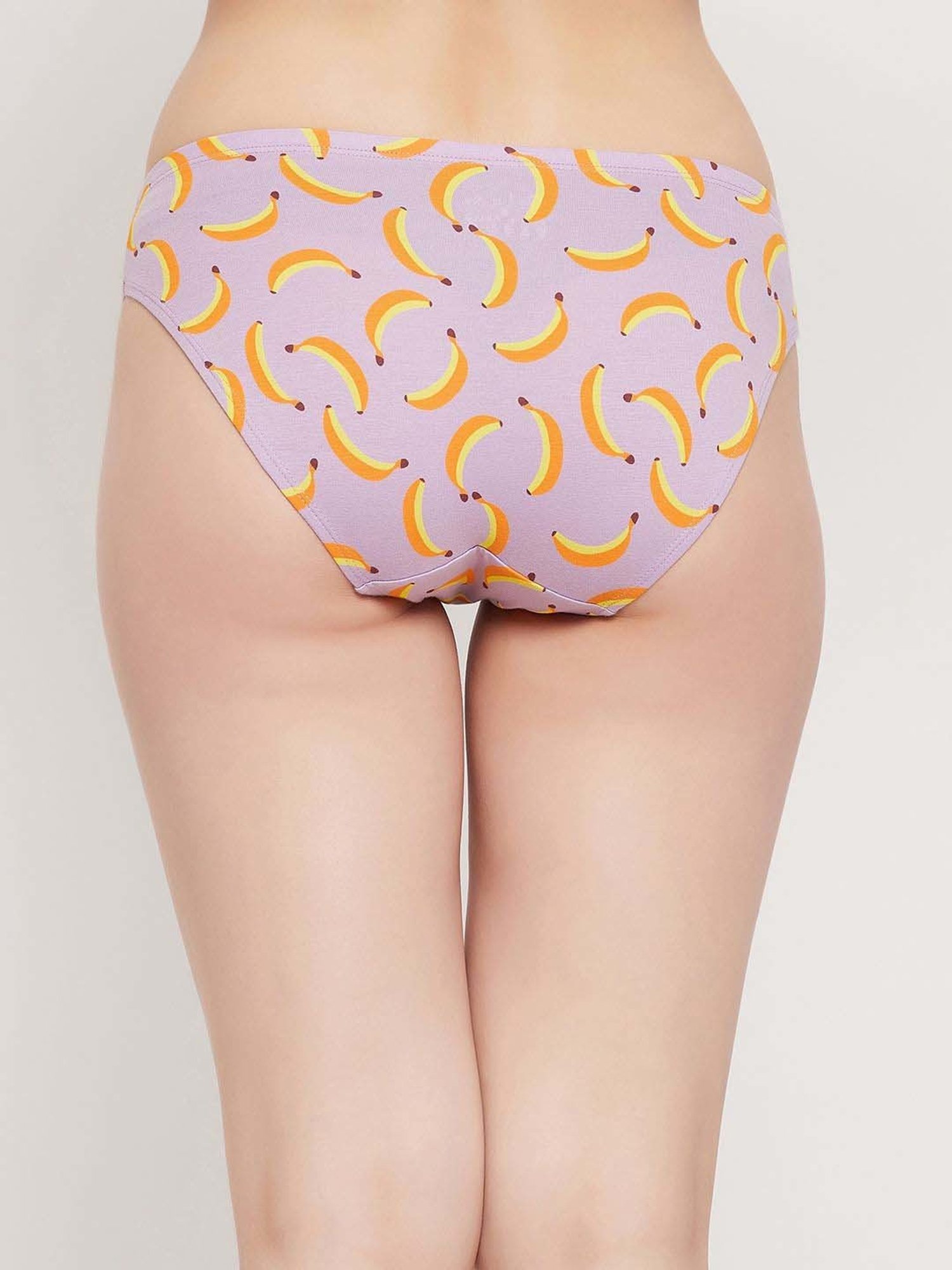 Clovia Purple & Grey Cotton Printed Hipster Panty - Pack Of 3