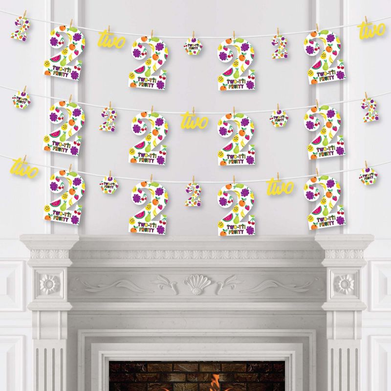 Big Dot of Happiness 2nd Birthday TWO-tti Fruity - Frutti Summer Second Birthday Party DIY Decorations - Clothespin Garland Banner - 44 Pieces