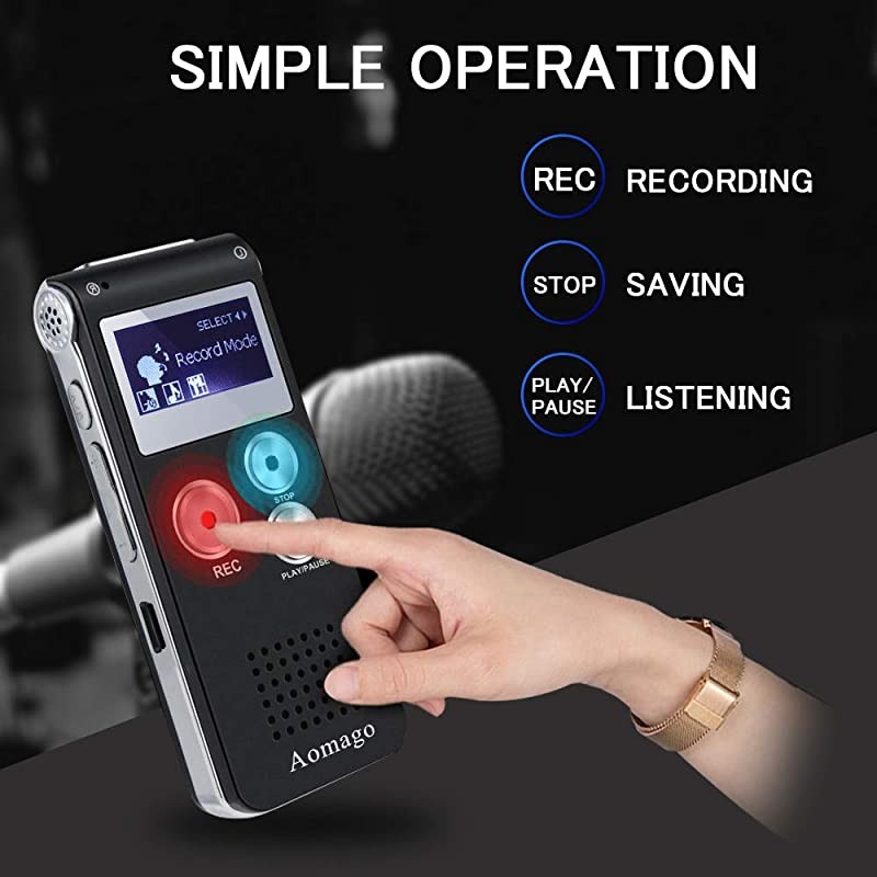 Digital Voice Recorder Voice Activated Recorder for Lectures Meetings Interviews  8GB Audio Recorder Mini Portable Tape Dictaphone with Playback USB MP3