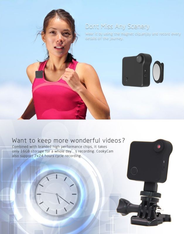 C1 P2P HD 720P Wearable WiFi IP Camera with Magnetic Clip, Support Voice Recorder / Motion Detection / WiFi Remote Control