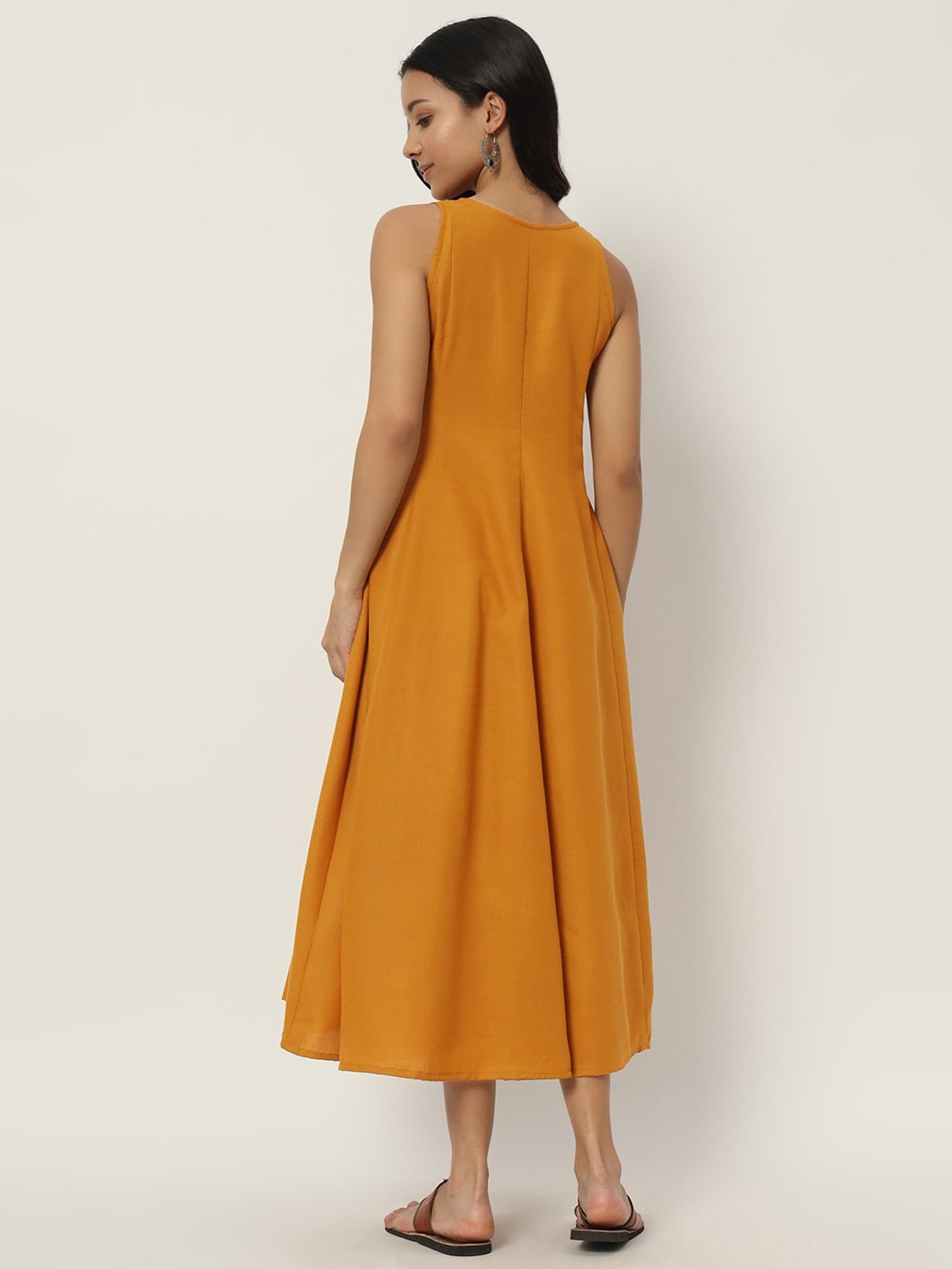 9rasa Yellow Cotton Ethnic Dress