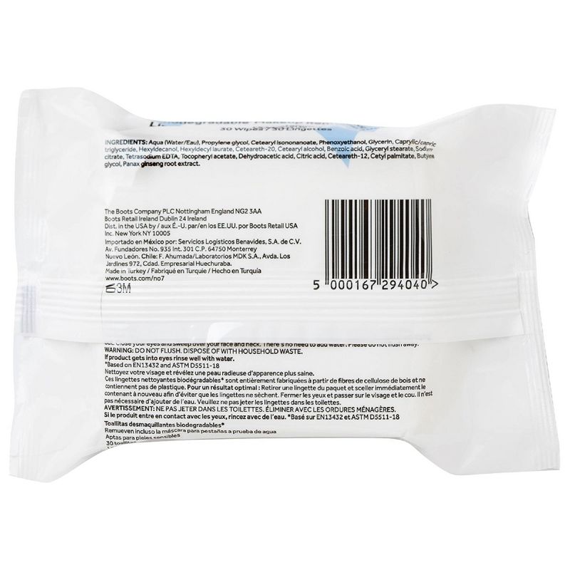 No7 Biodegradable Makeup Removing Wipes Dual Pack - 60ct