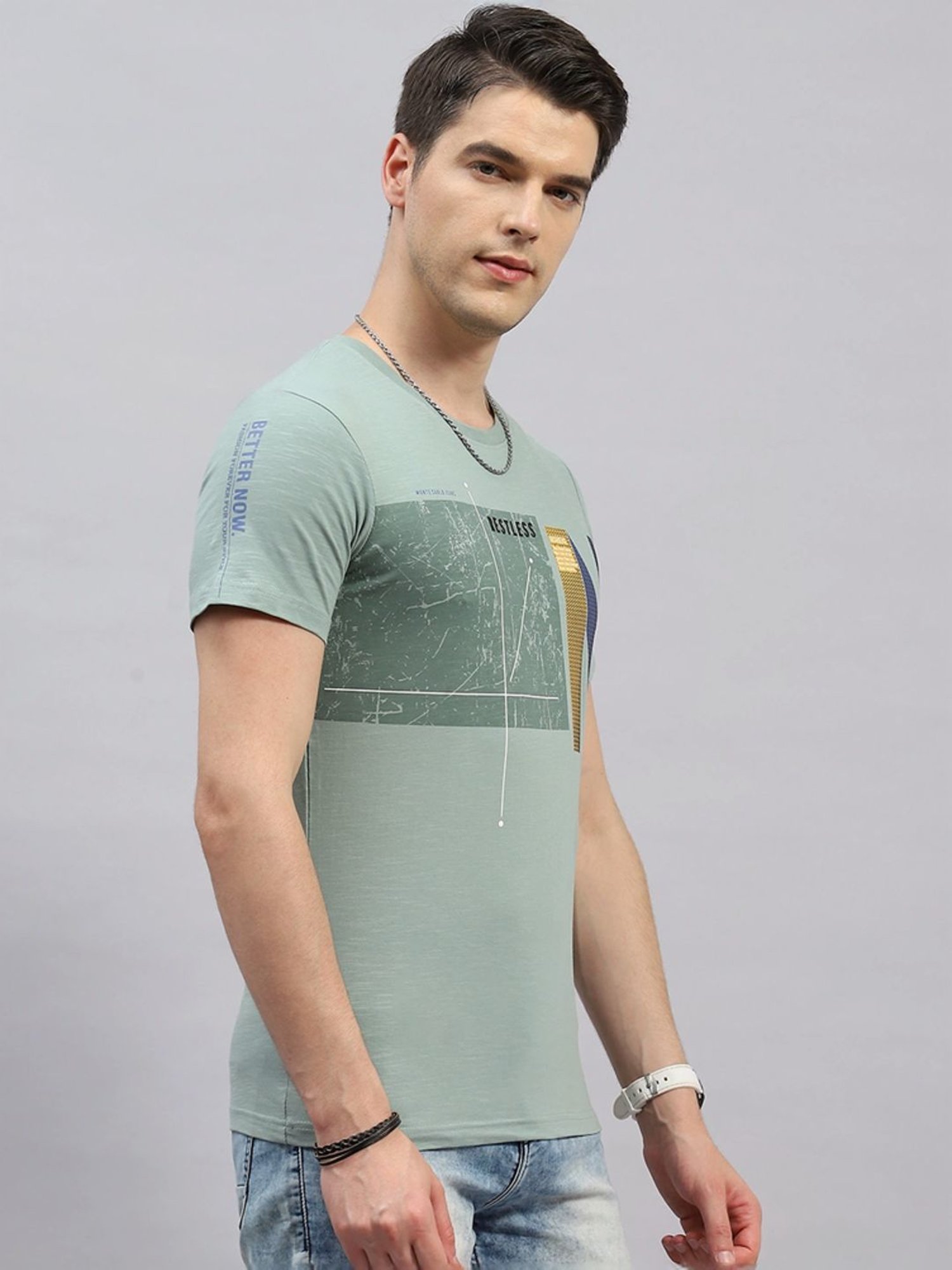 Monte Carlo Green Regular Fit Printed T-Shirt