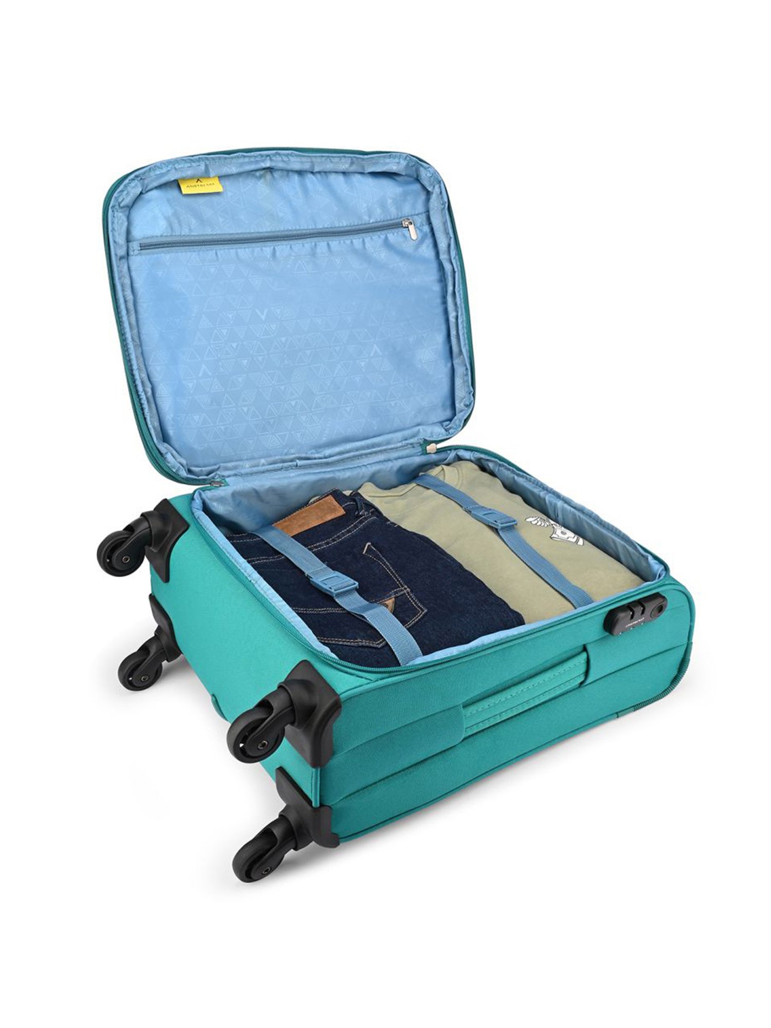 Aristocrat Evolve Teal Blue Solid Soft Cabin Trolley Bag - 28 Cm